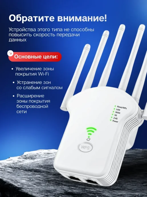 Усилитель Wi-Fi сигнала, репитер, белый, фото 4
