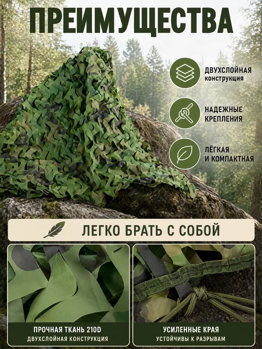Vividorad Маскировочная сеть военная 1.5*4 м. Сетка для беседки навеса, 2x8 м, фото 2