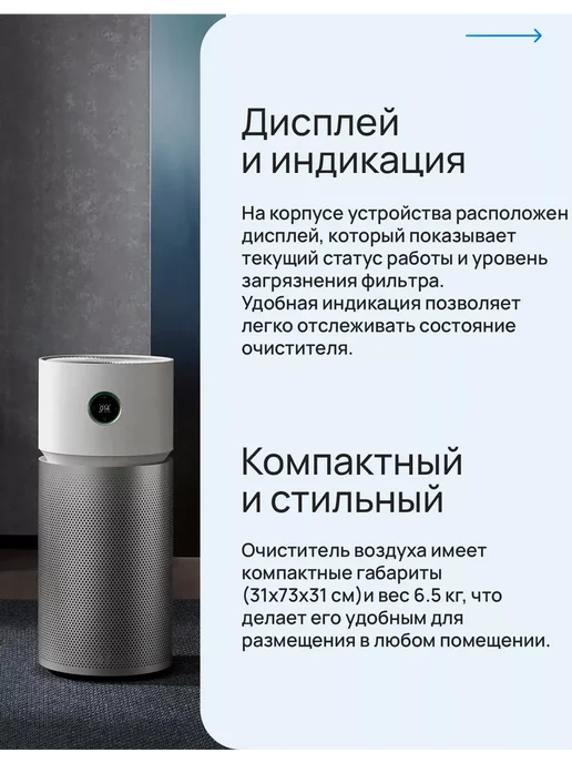 Очиститель воздуха Xiaomi Smart Air Purifier Elite (BHR6359EU), белый, фото 6