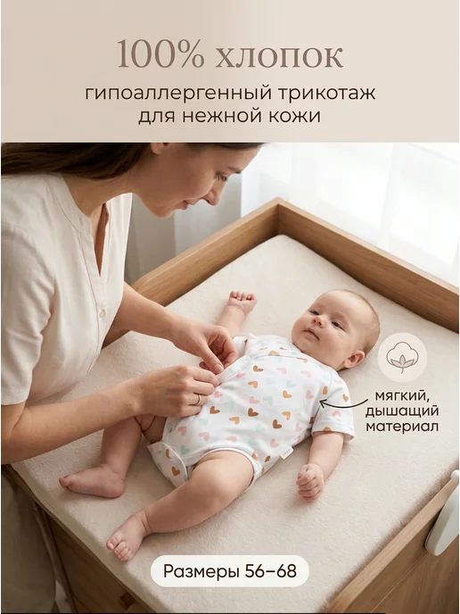 Вернисаж Боди для новорожденных с короткими рукавом на кнопках, белый, фото 4