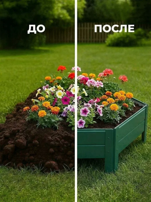 Клумба шестигранная 50х20см Зеленый (RAL 6005), красный, фото 6