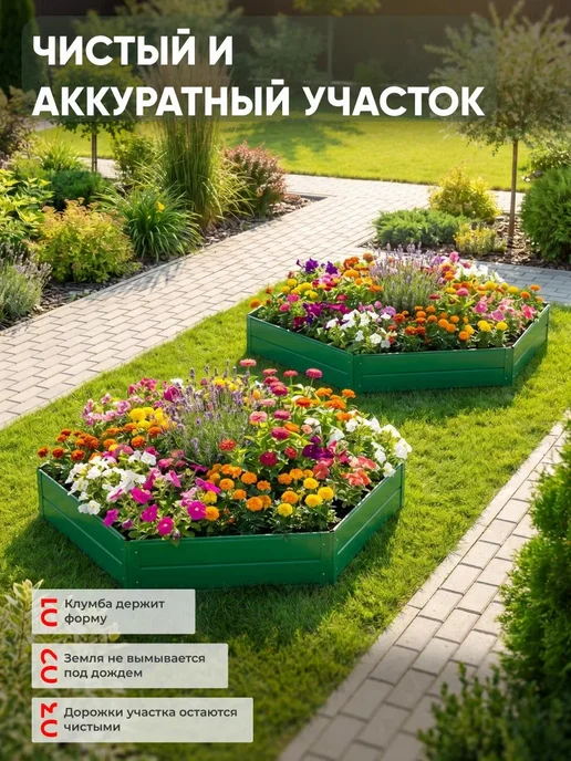 Клумба шестигранная 100х20см Зеленый (RAL 6005), зеленый, фото 2