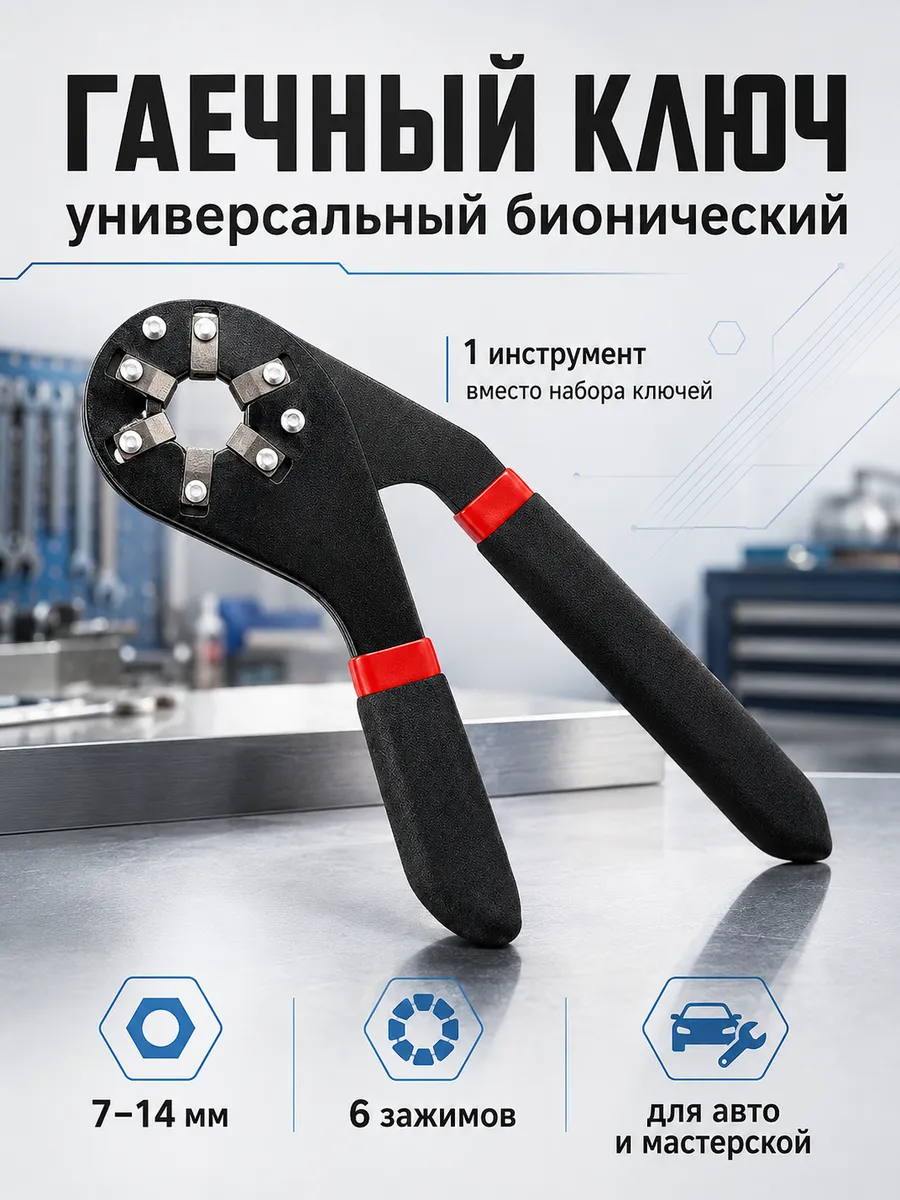 Ключ гаечный универсальный бионический