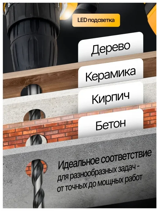 Набор инструментов для дома в чемодане с шуруповертом, черный, фото 4