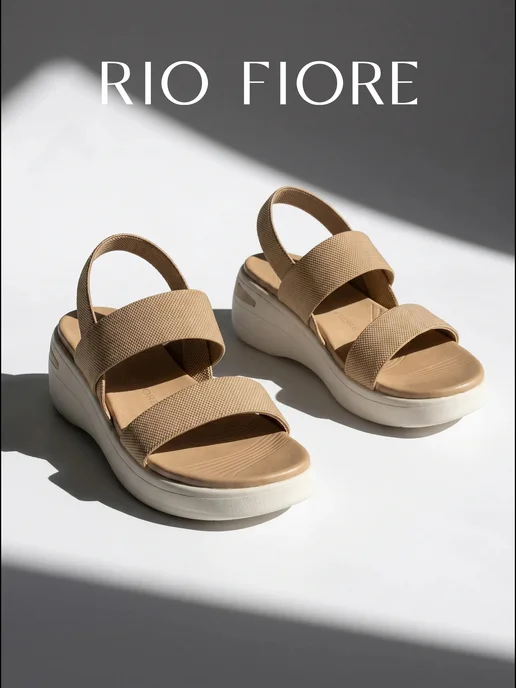 Rio Fiore Босоножки летние на платформе без каблука на резинке, желтый, фото 7