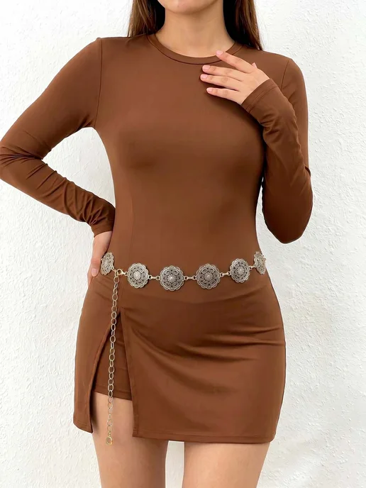 Aldarius fashion Пояс цепочка для платья серебро, серебристый, фото 3