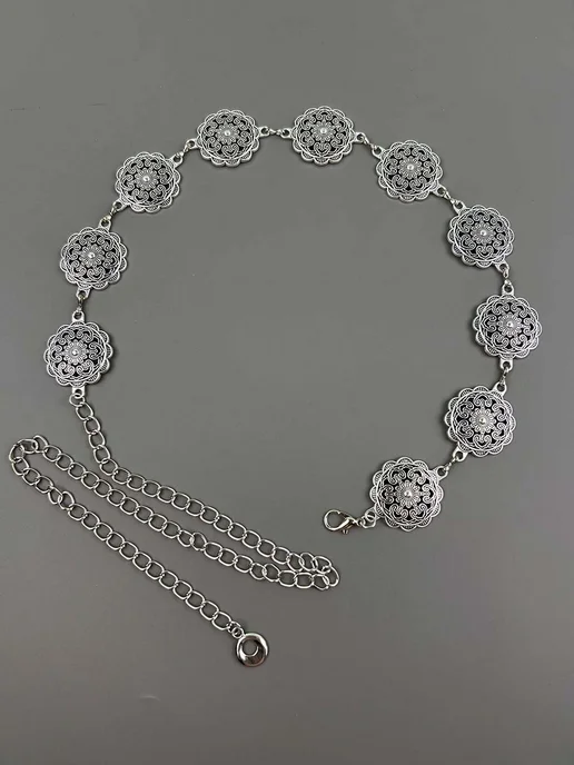 Aldarius fashion Пояс цепочка для платья серебро, серебристый, фото 4