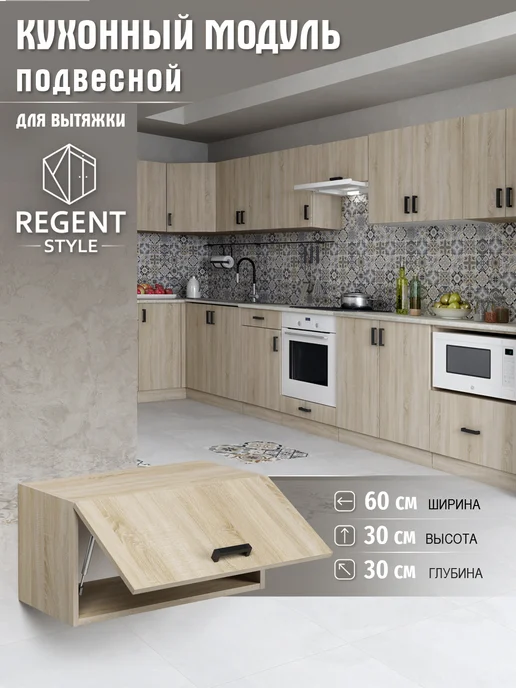 REGENT style Кухонный гарнитур навесной 60 см под вытяжку, коричневый
