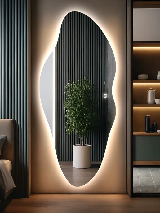 Интерьерные зеркала Настенное фигурное зеркало с подсветкой 160х70 см, 160x70 см, фото 4