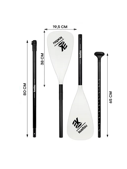 Koetsu Весло для сапборда SUP двухлопастное 2в1, белый