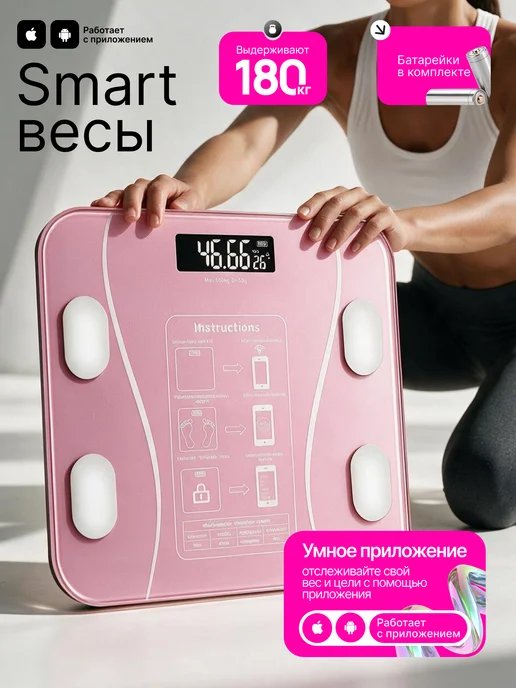 TANFORT Умные весы напольные электронные точные для веса до 180 кг, 180 кг