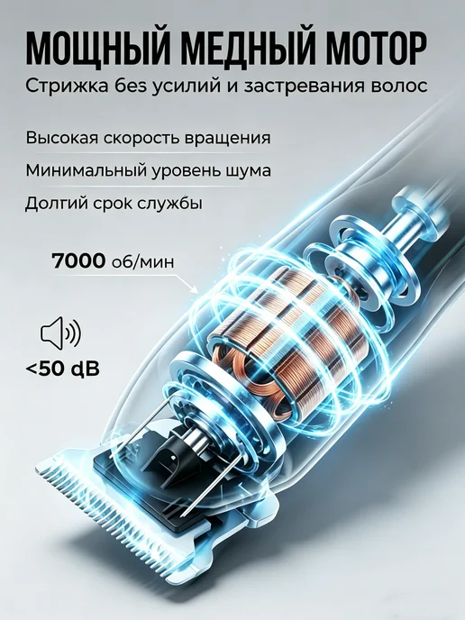 Машинка для стрижки волос мужская профессиональная, бежевый, фото 3