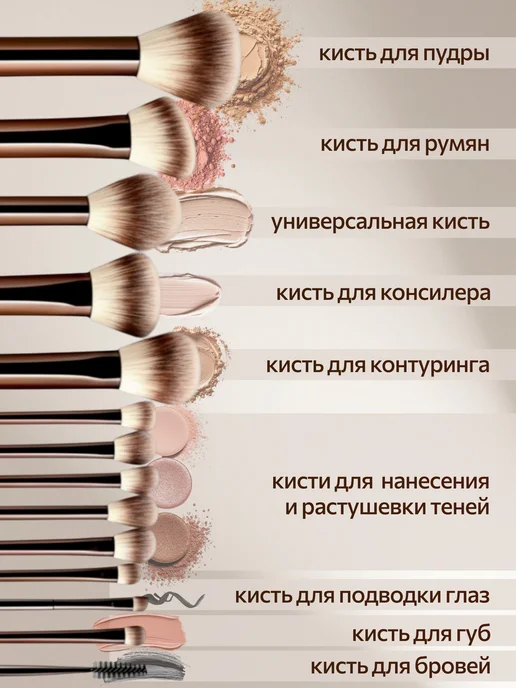 Misselision Набор кистей для макияжа профессиональный с чехлом, вариант, фото 2