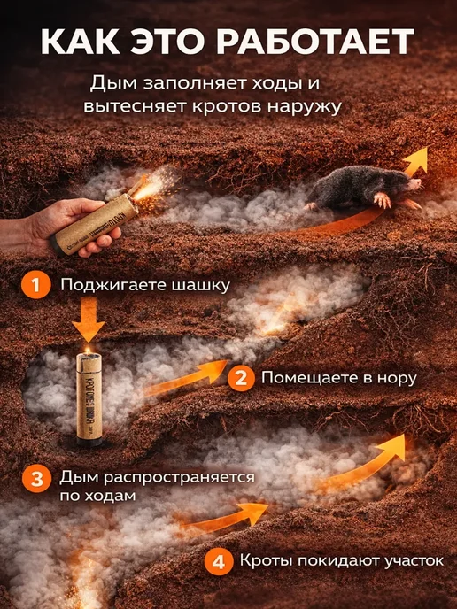 ЗИВОРАН Дымовая шашка от кротов и грызунов 4 шт, 4 шт, фото 2