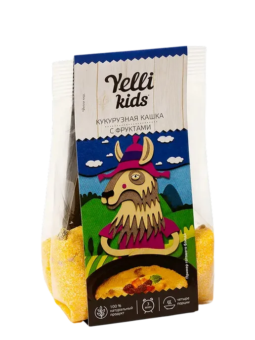 Yelli Kids Кукурузная кашка с фруктами, 2 уп х 120 г, 120 г, 1 шт, фото 5