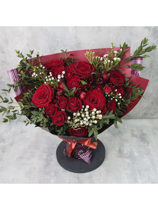 FlorPro Flowers Букет живых цветов из роз «Красная забава», красный, фото 2
