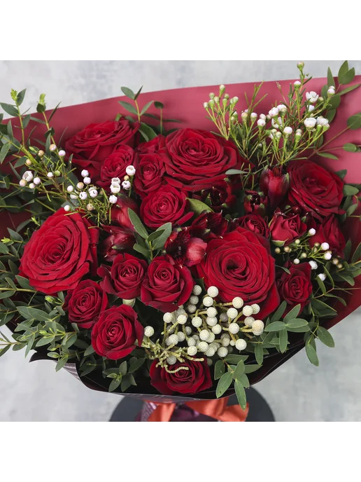 FlorPro Flowers Букет живых цветов из роз «Красная забава», красный, фото 3