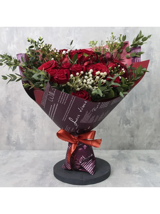 FlorPro Flowers Букет живых цветов из роз «Красная забава», красный, фото 4
