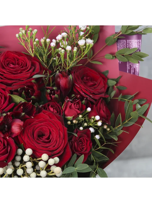 FlorPro Flowers Букет живых цветов из роз «Красная забава», красный, фото 6