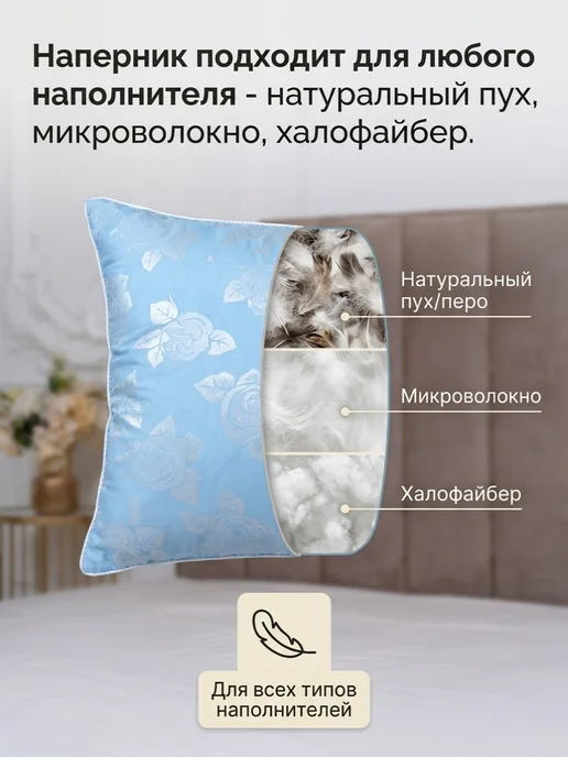 мостекс Наперник 70х70 на молнии плотный для пера 2 шт, 70x70, 2 шт, фото 4