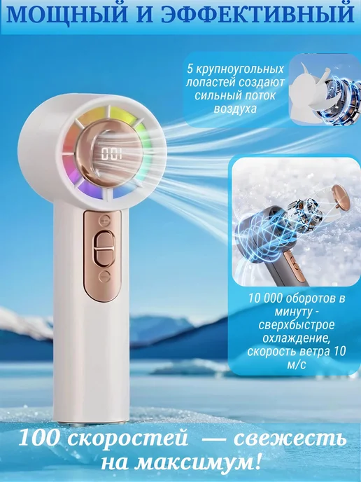 vitalair мини вентилятор ручной usb турбо, белый, фото 2