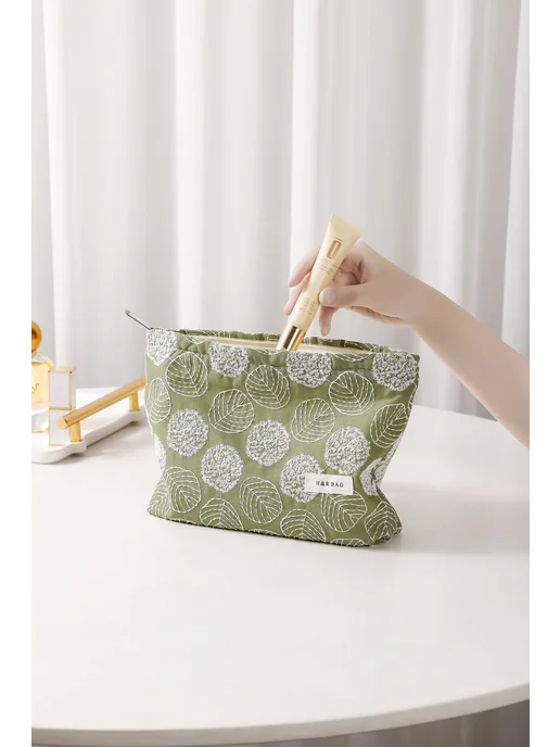 andabags Косметичка клатч большая тканевая мягкая на молнии, зеленый, фото 8