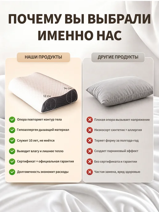 YOUNIC Подушка ортопедическая для сна, белый, фото 2