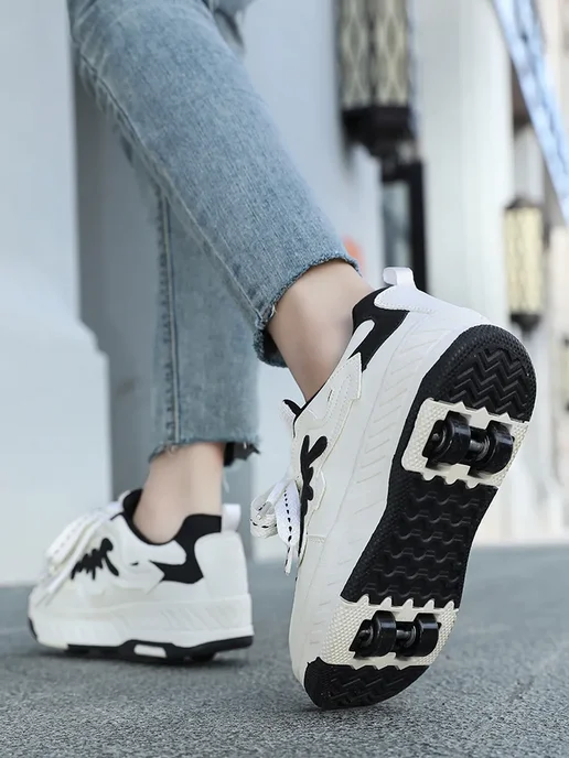 Кроссовки для мальчика на колесах с сетрукой для девочки 37, черный, фото 7