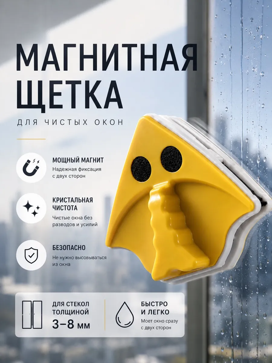 Магнитная щетка для мытья окон