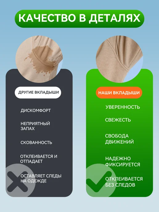 Вкладыши от пота для подмышек, вариант, фото 7