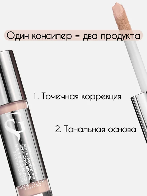 BELOR DESIGN Камуфлирующий консилер корректор для лица SHOW GLOW 02, бежевый, фото 4