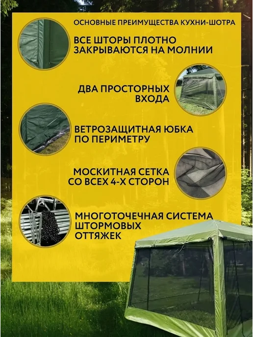 Шатер садовый туристический тент беседка, зеленый, фото 3