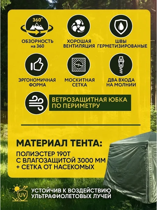 Шатер садовый туристический тент беседка, зеленый, фото 4
