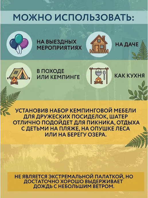 Шатер садовый туристический тент беседка, зеленый, фото 6