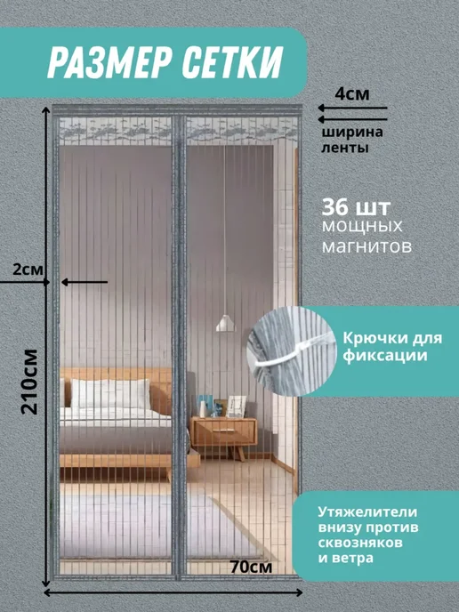 Cherry Day Si Москитная сетка на дверь 90х200, 70x210, фото 3