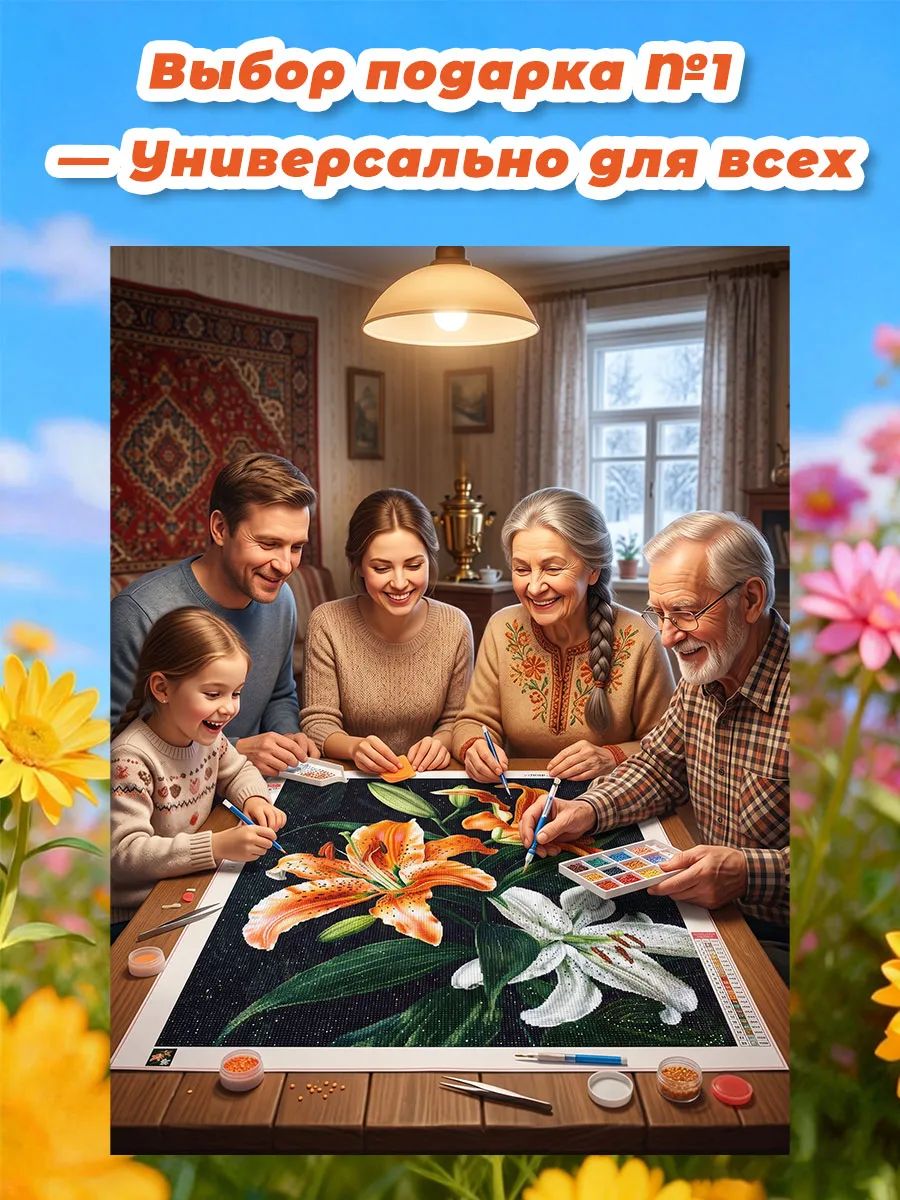 Алмазная мозаика вышивка "Лилия" 40×50 см — фото 9