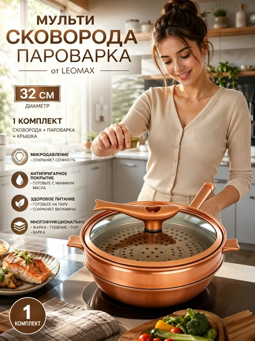 мульти сковорода пароварка от leomax, вариант