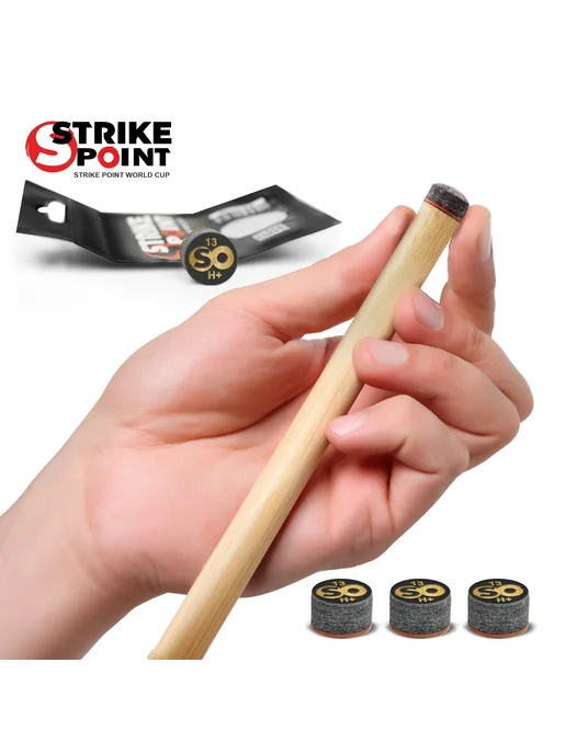 Бильярд-Групп Наклейка для кия 13мм STRIKE POINT World CUP H+, с фиброй, черный, фото 4