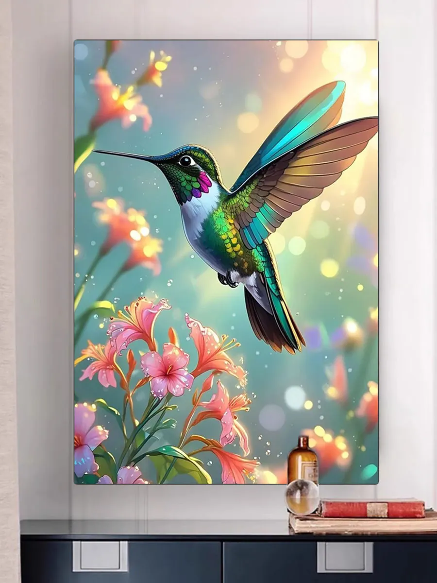 Алмазная мозаика "Картина с цветами и птицами" 40x50cm — фото 3