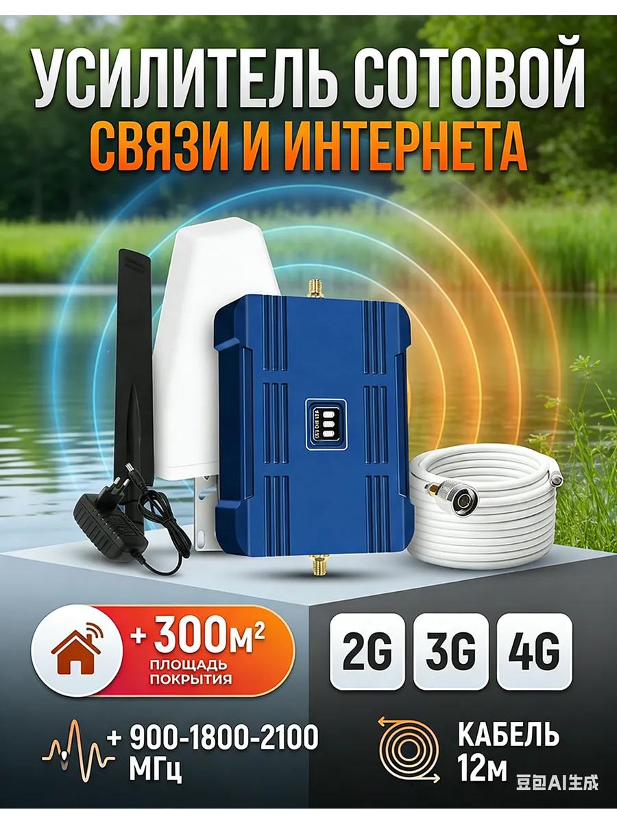 Усилитель сотовой связи 2G 3G 4G (900 1800 2100 МГц)