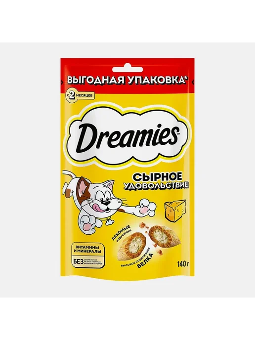 DREAMIES Лакомство для любых кошек, подушечки с сыром 140гр, 140 г, фото 2