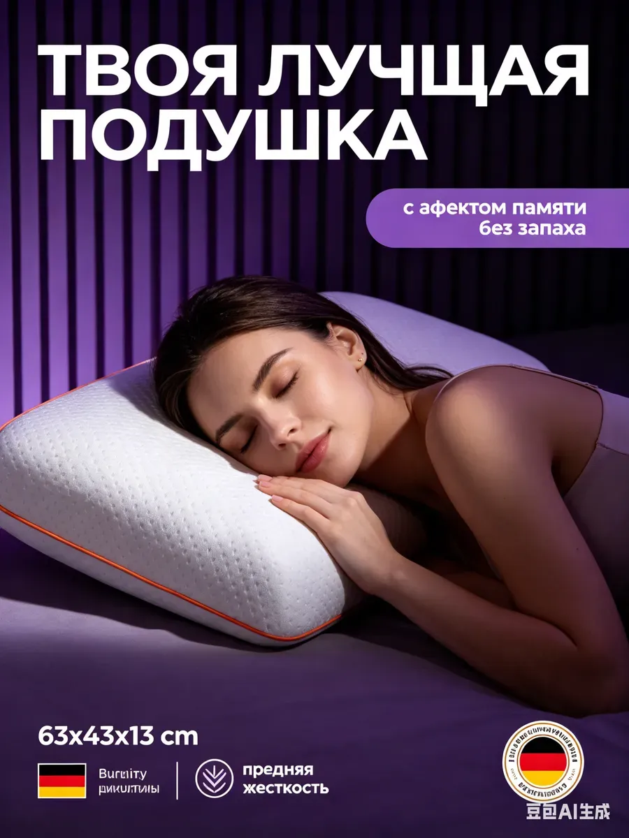 Ортопедическая подушка для сна с эффектом памяти в чехле