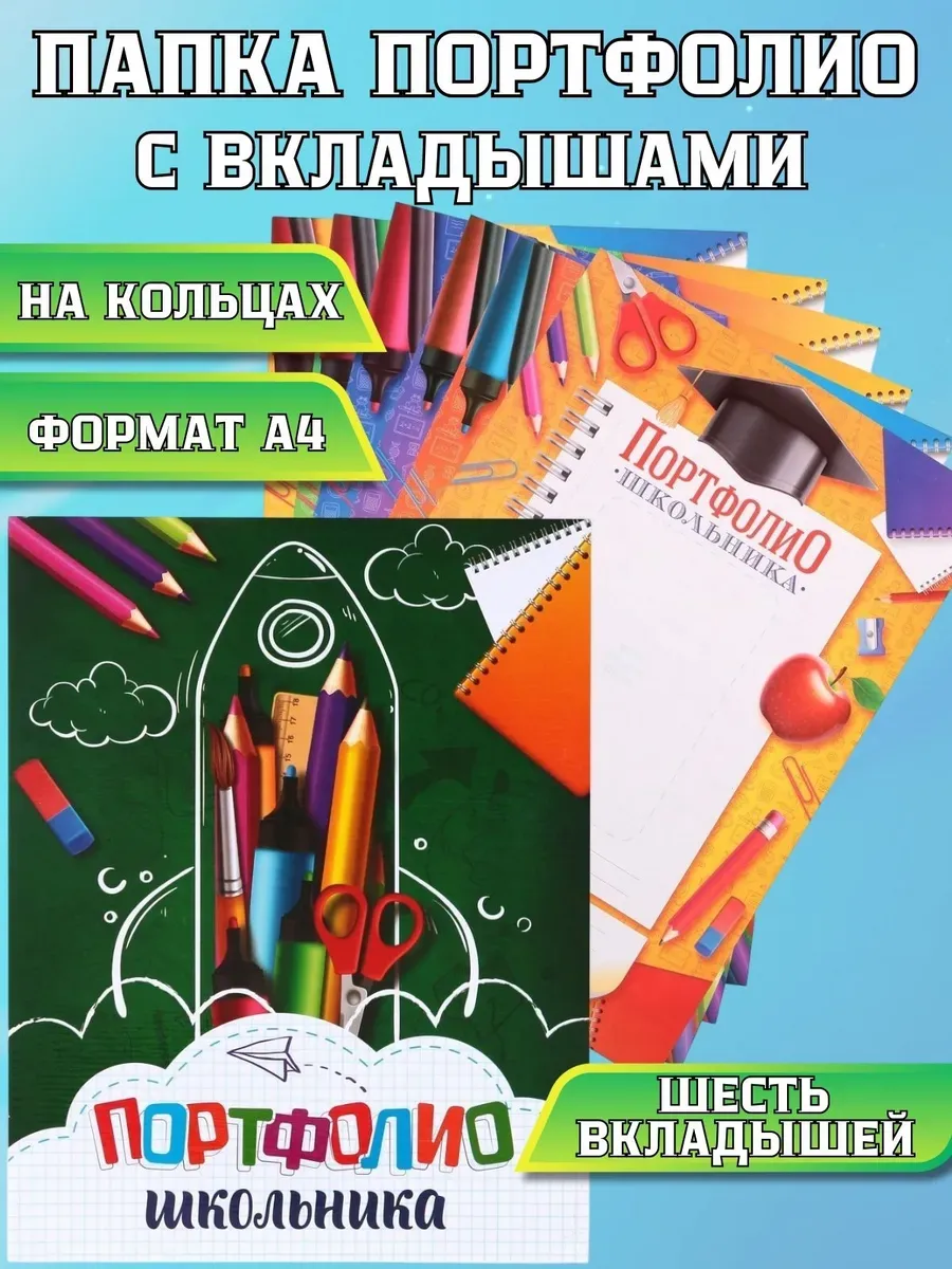 Портфолио школьника на кольцах с вкладышами
