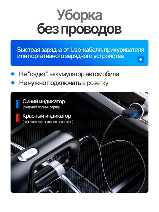 ANVATA Пылесос для автомобиля беспроводной мощный, вариант, фото 6