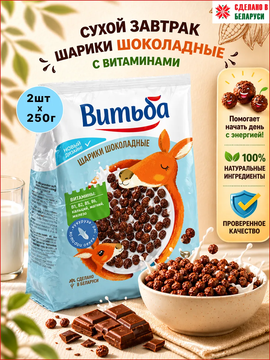 Готовый завтрак кукурузные шарики шоколадные Витьба