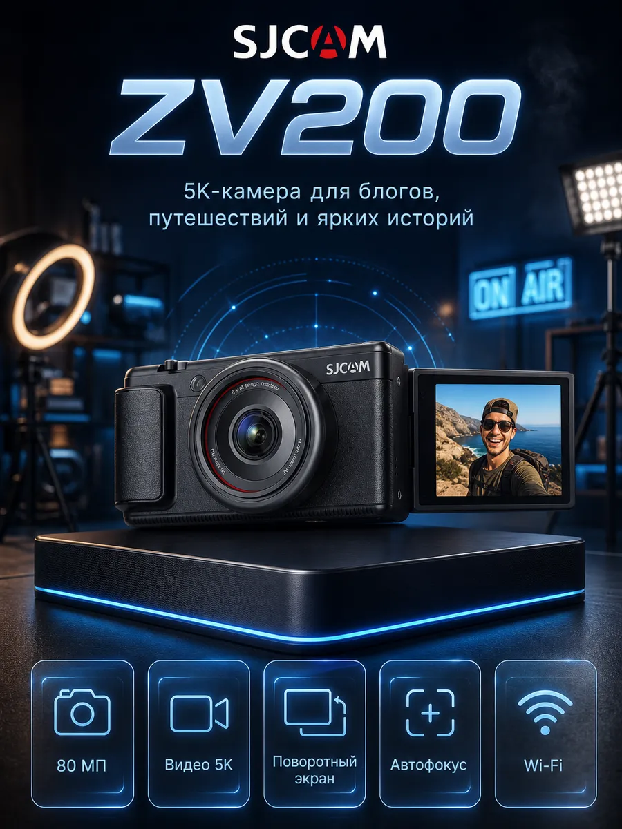 Sjcam Экшн-камера ZV200 Digital Camera, 80 МП, 5К
