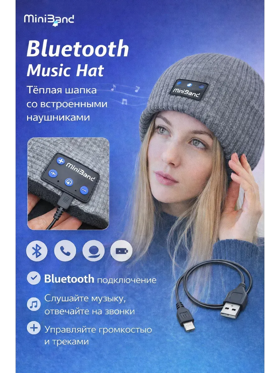 Bluetooth шапка с наушниками MiniBand