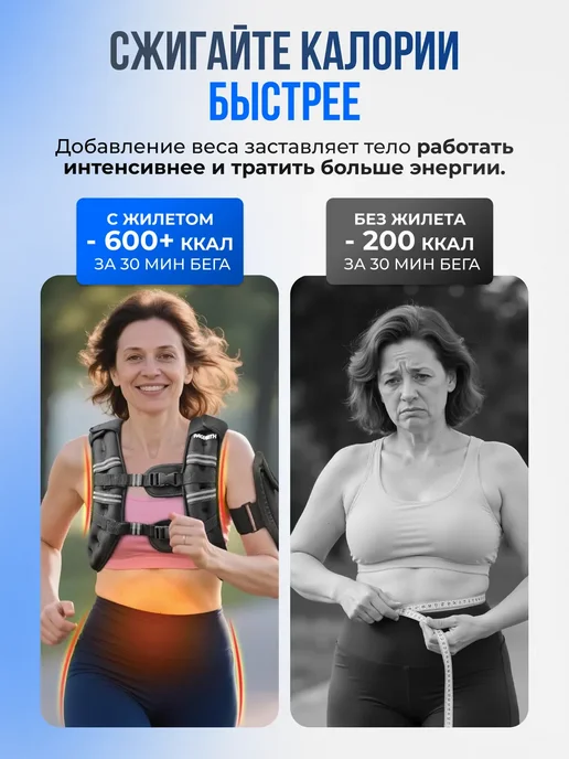 Nonstopika Жилет утяжелитель для бега 10 кг спортивный для тренировок, 10 кг, фото 2