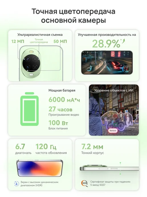 Смартфон HUAWEI Nova 15 11/512 ГБ, зеленый, фото 2
