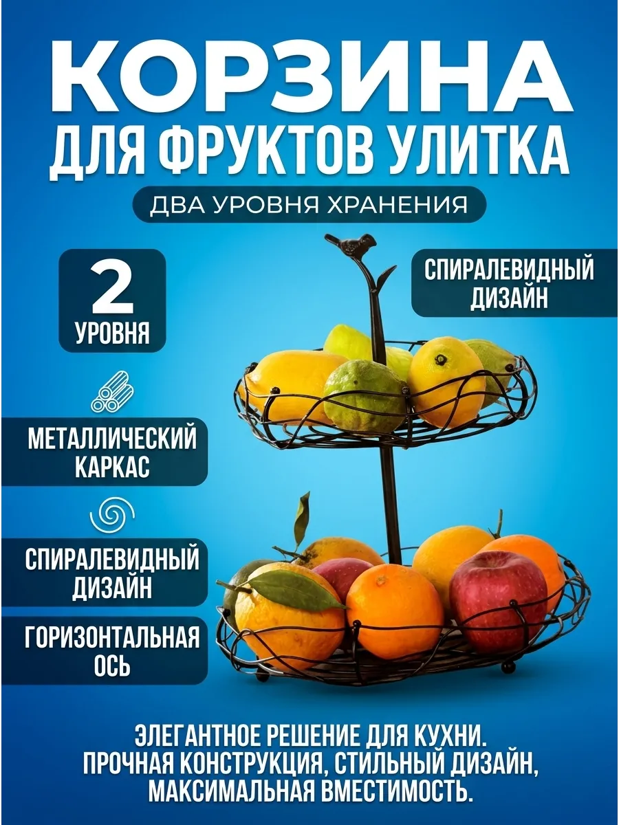 Фруктовница двухъярусная этажерка металлическая
